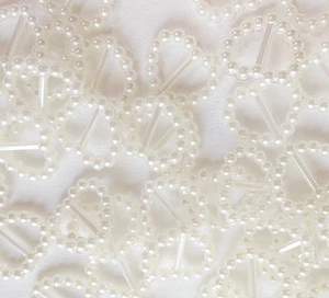 100 hebillas deslizantes de cinta en forma de corazón de perla blanca ideales para invitaciones, manualidades - Imagen 1 de 1