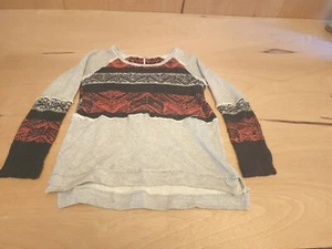Free People Pull Over Aztec Boho Tribal Crewneck Sweater Size Small - Picture 1 of 11