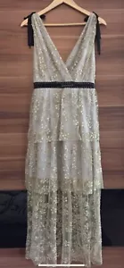 Self Portrait Kleid grau Gold Stickerei Abendkleid - Bild 1 von 5