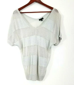 The Limited medium sweater ivory open weave & shiny short sleeve dressy - Picture 1 of 7
