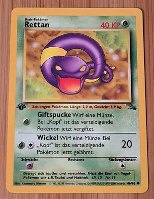 Rettan # 46/62 1.Edition Common Fossil 2000 Pokemon Deutsch Mint Vintage - Bild 1 von 4