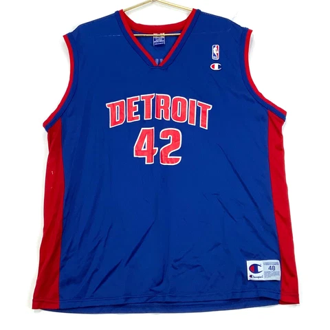 Vintage Jerry Stackhouse #42 Detroit Pistons Champion Basketball Jersey 48 Nba Cover