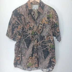 Vintage Columbia Camo Shirt Size M Short Sleeve Vented Back Ducks Unlimited Loc - Picture 1 of 15