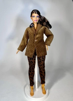 OOAK Clothes For Curvy Barbie Dressy Plush Coat/Jacket, Pants, Shoes. No Doll. - Image 1 of 4