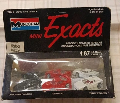 Mini 1/87 - 3 Cars ITALY Ferrari Testarossa Ferrari F40 Lamborghini Countach - Immagine 1 di 4