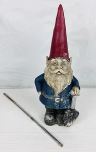 "Estatua de gnomo de jardín vintage de 12"" decoración de patio hada de poliestireno fantasía elfo" - Imagen 1 de 9