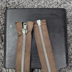 Vtg 50s Zipper Separating Talon Brown 25" NOS Deadstock - Picture 1 of 4