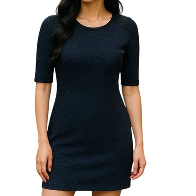 Maison Scotch Dress Womens Small Black Blue Leopard Print Stretch  - Image 1 of 4