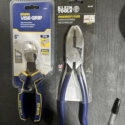 Set  2 Pliers -Vise-grip 6” Diagonal Cutting. -Klein Tools Iron workers 9” New - Image 1 of 4