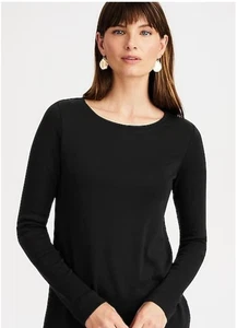 J. Jill Pima langärmliges schwarzes T-Shirt mit Rundhalsausschnitt Größe 2X - Bild 1 von 4