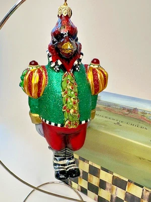 Delightful MacKenzie-Childs “The Cardinal” Chicken Palace Ball Holiday Ornament - Image 1 of 4