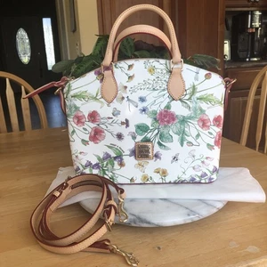 Dooney & Bourke Botanical Collection Geena Umhängetasche Top Handle Crossbody weiß - Bild 1 von 15
