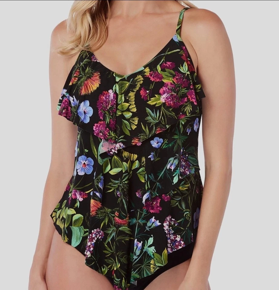 Magicsuit Modern Romance Rita V-Neck Tankini Swim Top Size 16