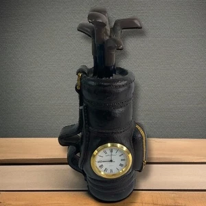 Pisapapeles de escritorio 7" resina pequeña marrón bolsa de golf reloj detalles dorados Seth Thomas - Imagen 1 de 10
