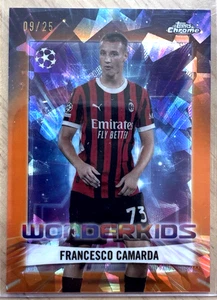Francesco Camarda Orange Wonderkids 9/25 2024-25 Topps Chrome Sapphire UEFA - Picture 1 of 2