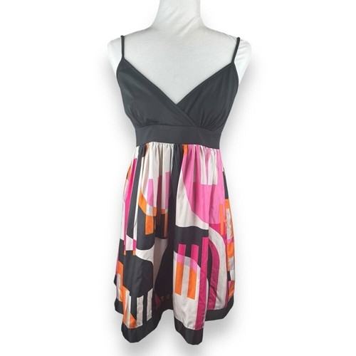 UNDERCOVER Abito da donna Maggy London Babydoll in seta taglia 8 Y2K astratto artistico party cocktail