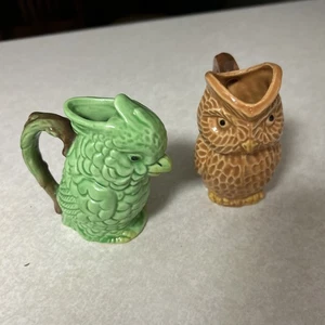 Set Vintage Marutoma Japanische Figuren Vögel Kakadu Papagei Eule Milchkännchen 4 Zoll - Bild 1 von 7