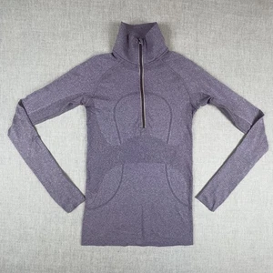 Lululemon Pullover Womens 4 Purple Define 1/2 Zip Thumbholes Seamless Activewear - Picture 1 of 12