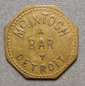 Detroit (MI), McIntosh Bar 35 Mich. Ave., 18 La Fayette, 2 1/2. Latón, oct, 26m - Imagen 1 de 2