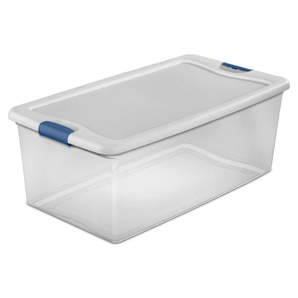 STERILITE 14998004 Storage Tote,Clear/White,Polypropylene 52VN76 - Image 1 of 1