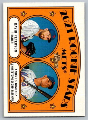 2021 Topps Heritage 2021 Rookie Stars - Mets - David Peterson/Andres Gimenez - Image 1 of 2