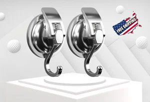 Silver Suction Cup Hooks, Polished 2-Pack - Picture 1 of 6