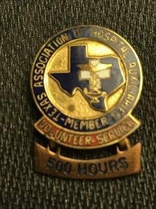 Texas Association of Hospital Ausiliari Servizio Volontariato 500 h Membro Spilla - Foto 1 di 3
