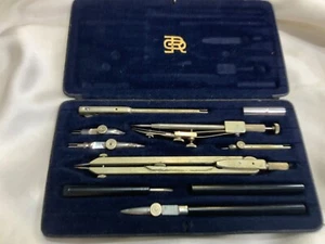 Vintage Original Richter & CO Precision Brass Drafting Tool SET Germany PVa Blue - Picture 1 of 11