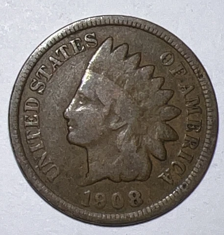 Better 1908 Indian Head Cent Philadelphia USA 1c Type Coin - Actual Photos  A12 Cover