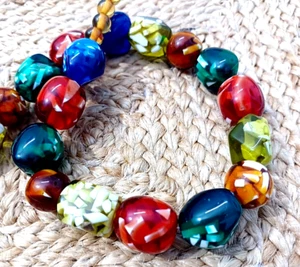 Tibetan Tribal Banjara Handmade Necklace Ethnic Naga Boho Gypsy Resin Beads Rare - Picture 1 of 7