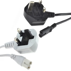 Figura 8 Cable de alimentación Reino Unido enchufe a cable C7 para TV LED Samsung/LG negro/blanco portátil - Imagen 1 de 14