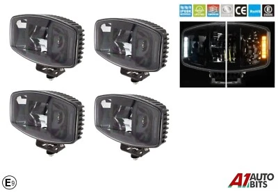 10 " Spot Feu Avant Blanc LED Ambre X4 pour Scania Man Barre Toit Pare-Choc E9 - Photo 1/4