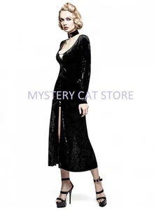 New PUNK RAVE Gothic Rock Retro Coat Velvet Dress Black Y-735 AUSTRALIAN STOCK - Bild 1 von 9