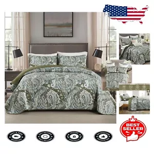 Boho-Inspired King Size Paisley Quilt Set - Soft, Durable, All-Season Comfort - Picture 1 of 10