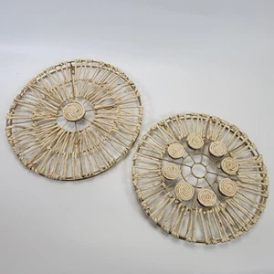 Wall Hanging Decor BOHO Jute and Metal set of 2 - Picture 1 of 12