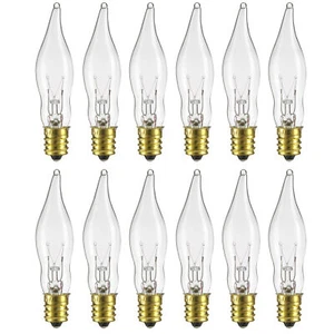 12Pack E12 Candelabra Flame Tip Bulb, 7W, CA5 Vintage Crystal Clear, 2600K - Picture 1 of 2