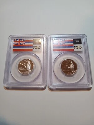 2008-S 25C PCGS PR69DCAM Hawaii Silver & Hawaii Clad Set Flag Label - Image 1 of 2