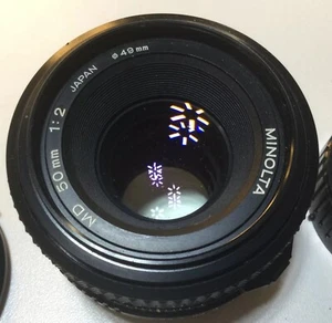 MINOLTA MD 50MM F1.2 1:2 LENS MADE IN JAPAN CAMERA LENS & covers 49MM fe No Cap - Picture 1 of 10