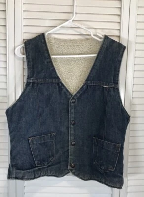 Chaleco vaquero forrado Sherpa Western NELSON de colección para hombre ¿grande? Rockabilly 42” EE. UU. Foto 1 de 4