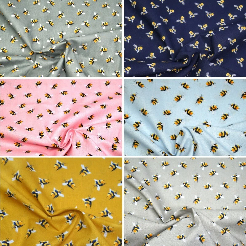 100% Cotton Fabric Bumble Bee Buzzy Bumblebee Insect 140cm Wide Crafty Bees