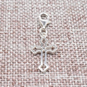 925 Sterling Silber Kreuz Clip-on Charm Karabinerverschluss für Armband - Bild 1 von 4