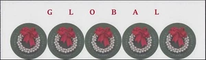 US 4936a Silver Bells Wreath global imperf NDC header strip 5 MNH 2014 - Picture 1 of 1