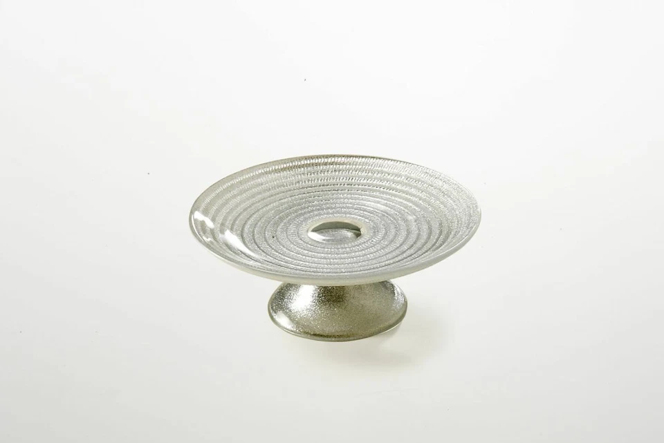 Alzata per dolci e frutta in vetro colore grigio con riflessi argento - Immagine 1 di 1