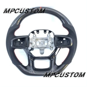 Volante de fibra de carbono a rayas rojas apto para Dodge RAM 1500 2500 2009-2022 - Imagen 1 de 8