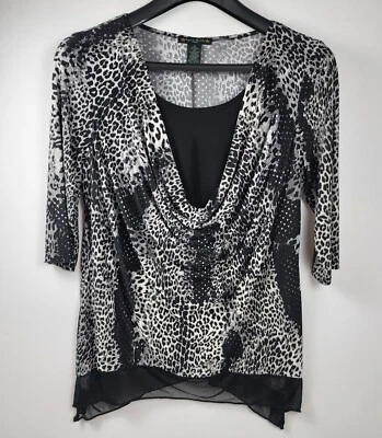 Blusa para mujer Suzie In The City Top talla grande 1X estampado animal manga 3/4 Foto 1 de 4