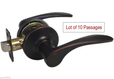 Lot of 10 Passage Oil Rubbed Bronze Door Handle Lever Hallway Closet free ship - Image 1 of 2