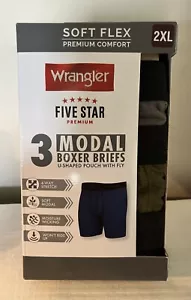 WRANGLER FIVE STAR SOFT FLEX MODAL BOXERS BRIEFS 3 PACK Mens 2XL Brand New - Picture 1 of 5