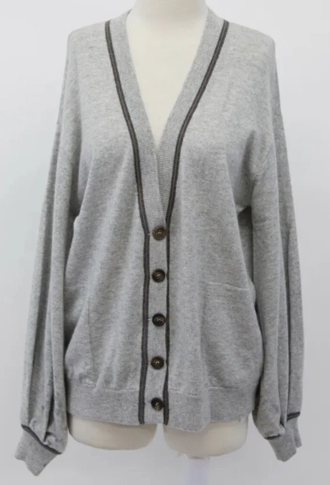 NWT Brunello Cucinelli 100% Cashmere Cardigan Gold Monili Made Italy Size XL - Image 1 of 4
