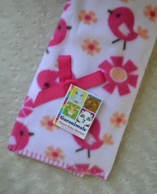 Garanimals Pink Bird Baby Blanket Orange Flower Fleece Stitched Edge NEW - Image 1 of 4