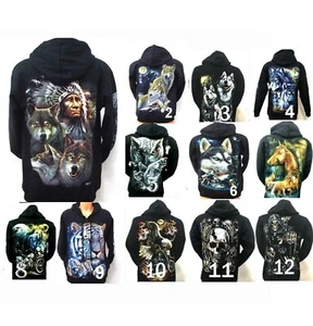 Jacke Sweatshirt Hoody KapuzenjackeTotenkopf-Wölfe-Adler-Biker-Eule-Pferd M-XL - Bild 1 von 8